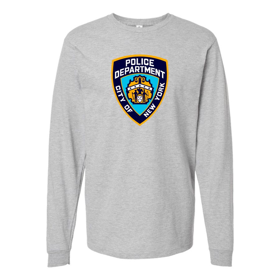 Men's NYPD-Logo-1536x864-1 Long sleeves Cotton Blend T-Shirt - Gray