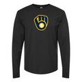 Men's Milwaukee Brewers Long sleeves Cotton Blend T-Shirt - Black
