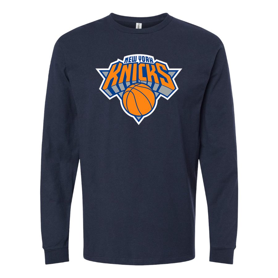 Men's New York Knicks Long sleeves Cotton Blend T-Shirt - Navy