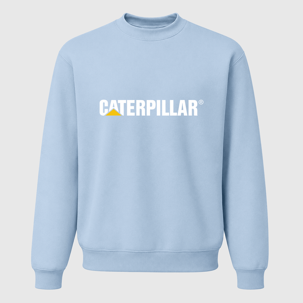 Men's Caterpillar White Logo Crewneck Sweatshirt - Sky Blue