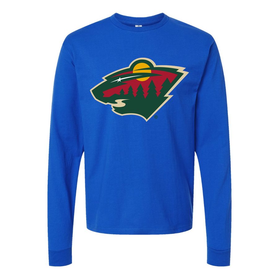 Men's Minnesota Wild Long sleeves Cotton Blend T-Shirt - Blue