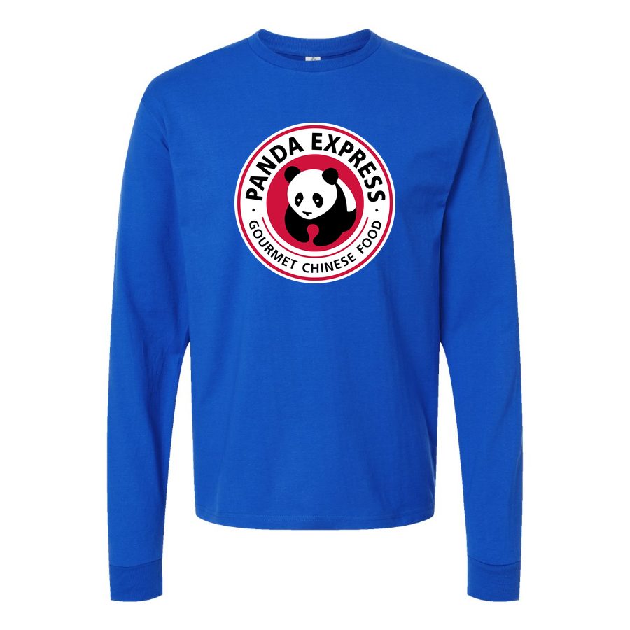 Men's panda-express-logo-1-logo-png-transparent Long sleeves Cotton Blend T-Shirt - Blue