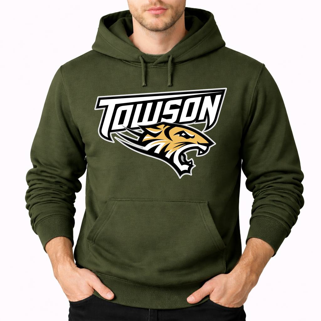 Men's Towson Tigers Pullover Hoodie - Army Green
