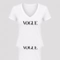 Women's VOGUE V Neck T-Shirt in white