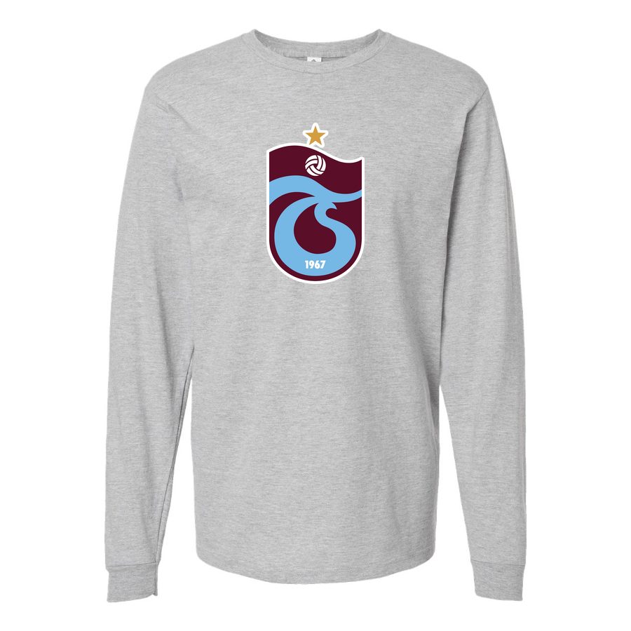 Men's Trabzonspor Soccer Logo Long sleeves Cotton Blend T-Shirt - Gray