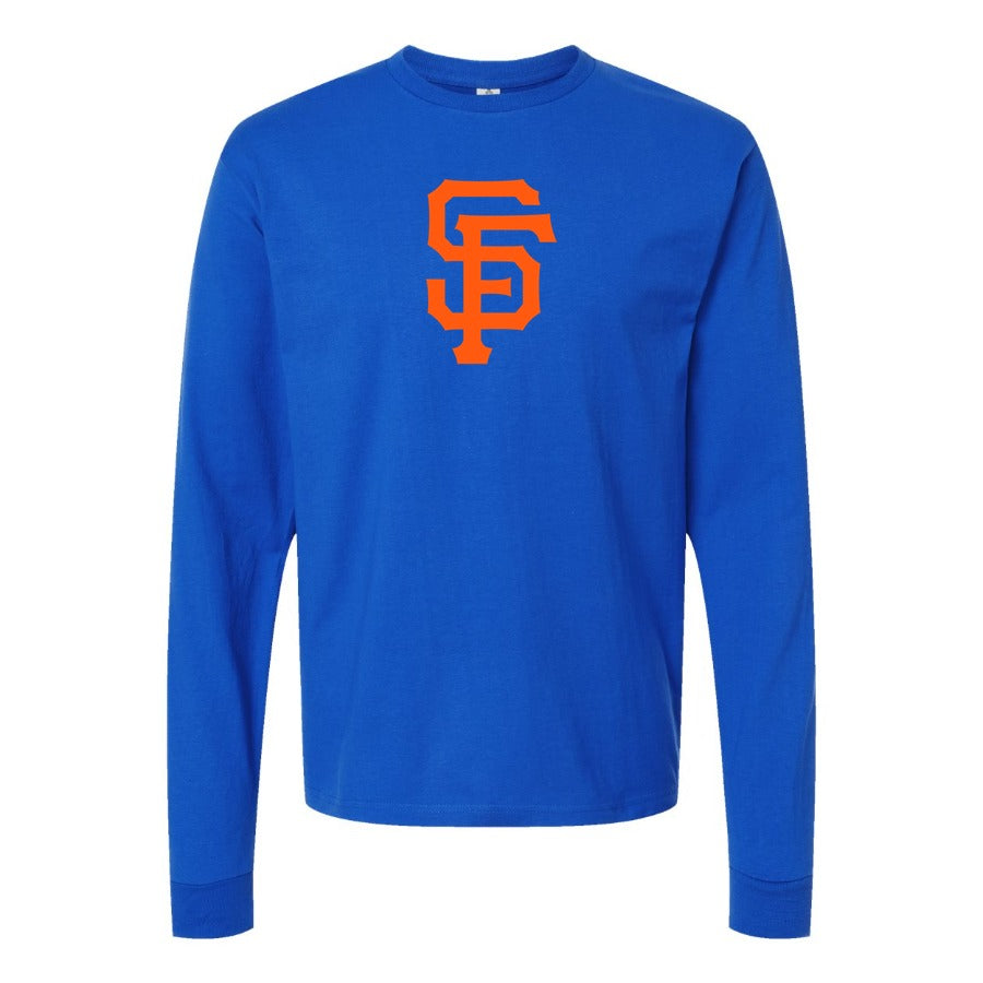 Men's San Francisco Giants Long sleeves Cotton Blend T-Shirt - Blue