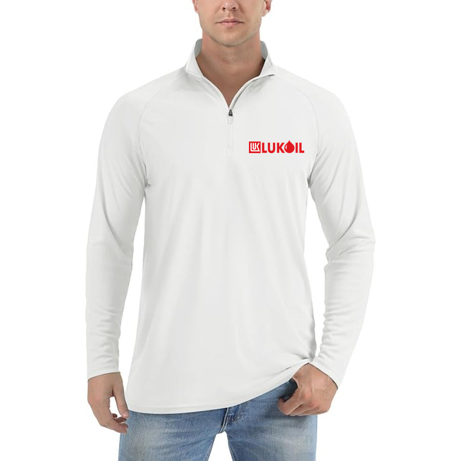 Lukoil Logo quarter-zip athletic shirt in White