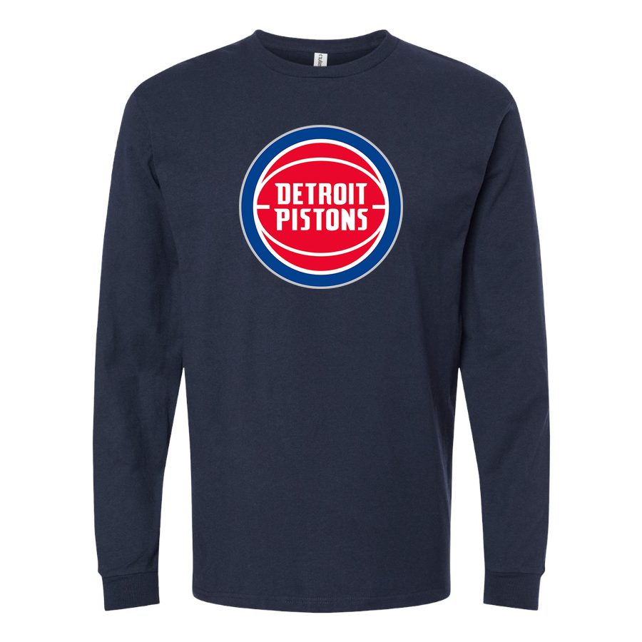 Men's Detroit Pistons Long sleeves Cotton Blend T-Shirt - Navy