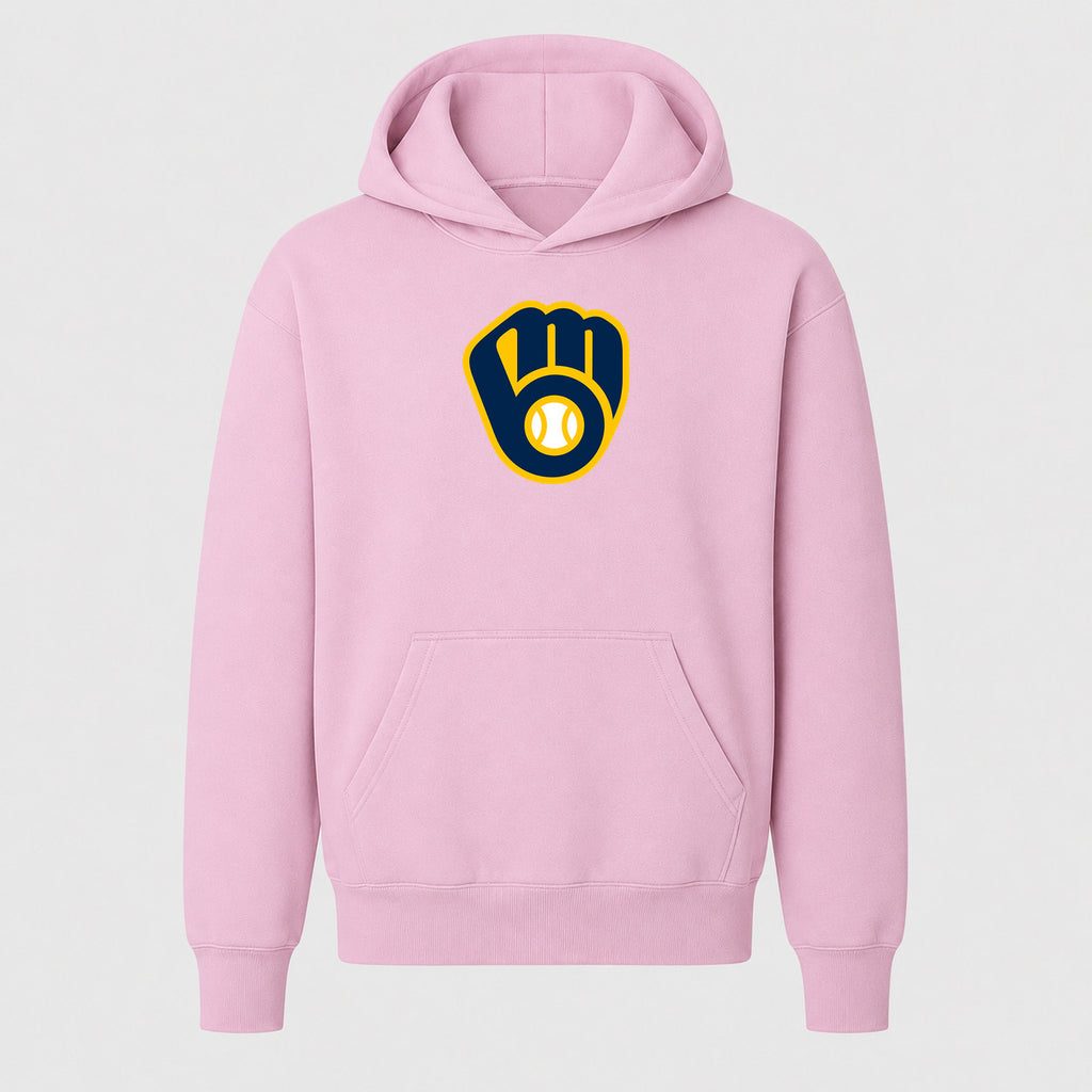 Youth Milwaukee Brewers Pullover Hoodie - Light Pink