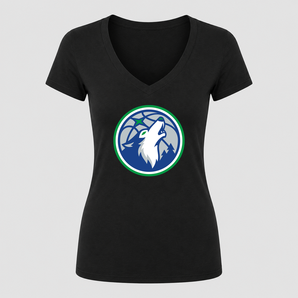 Women's Minnesota Timberwolves V Neck T-Shirt in black