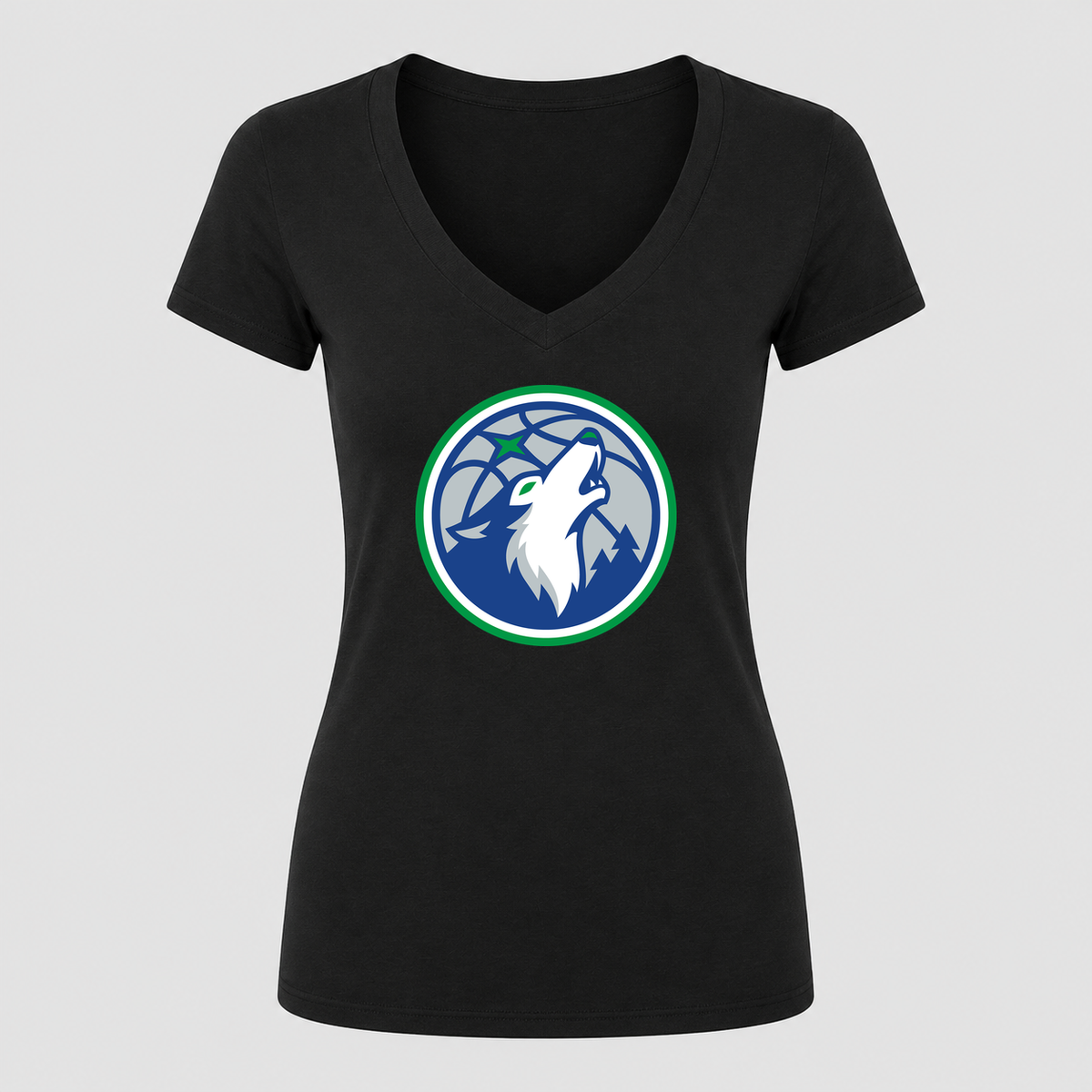 Women's Minnesota Timberwolves V Neck T-Shirt in black