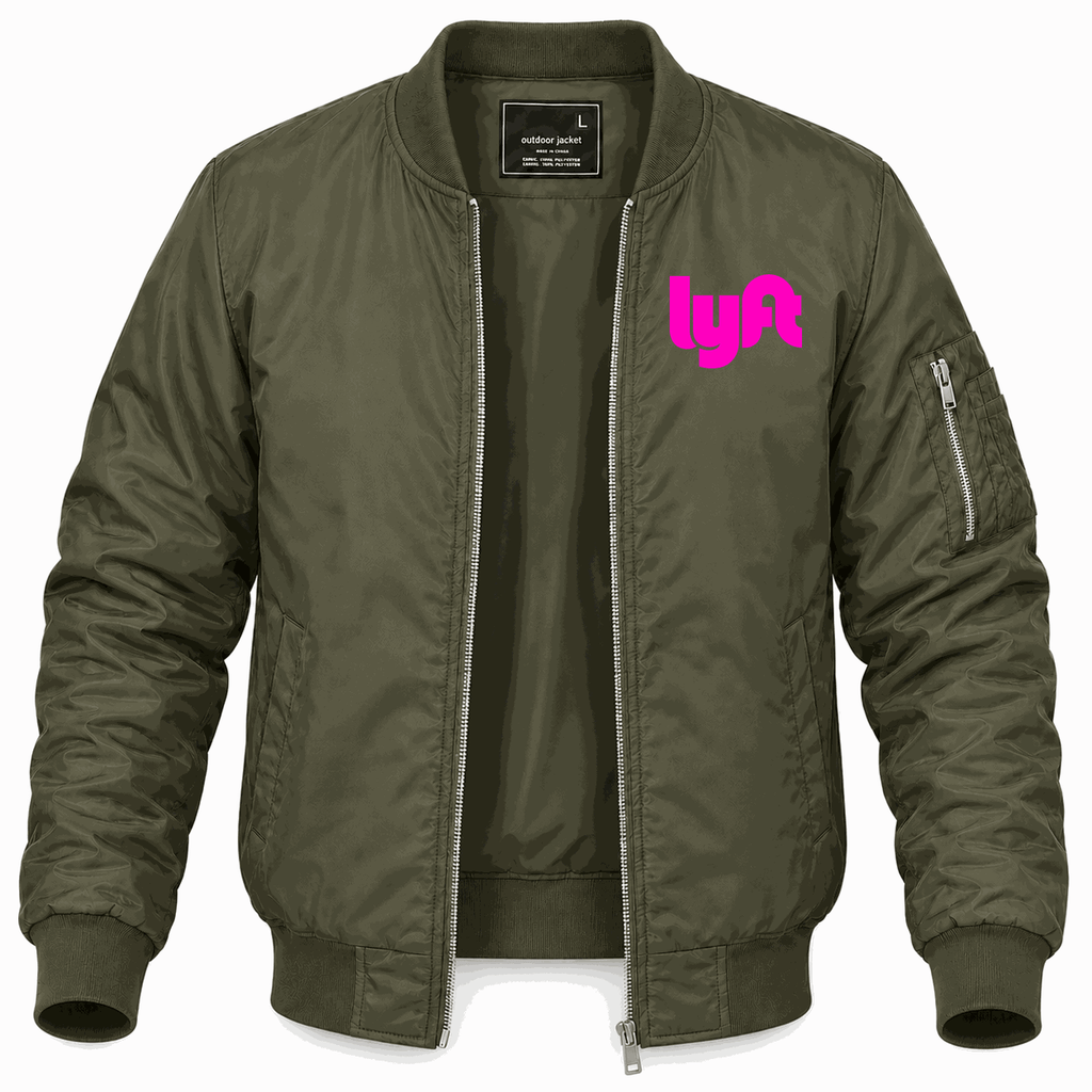 Men's Lyft pink Lightweight Bomber Jacket - Army Green