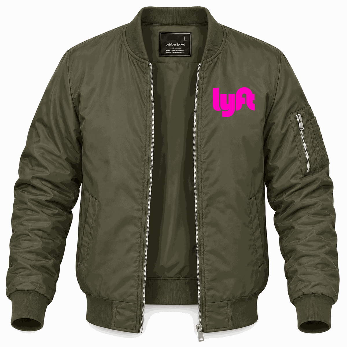 Men's Lyft pink Lightweight Bomber Jacket - Army Green