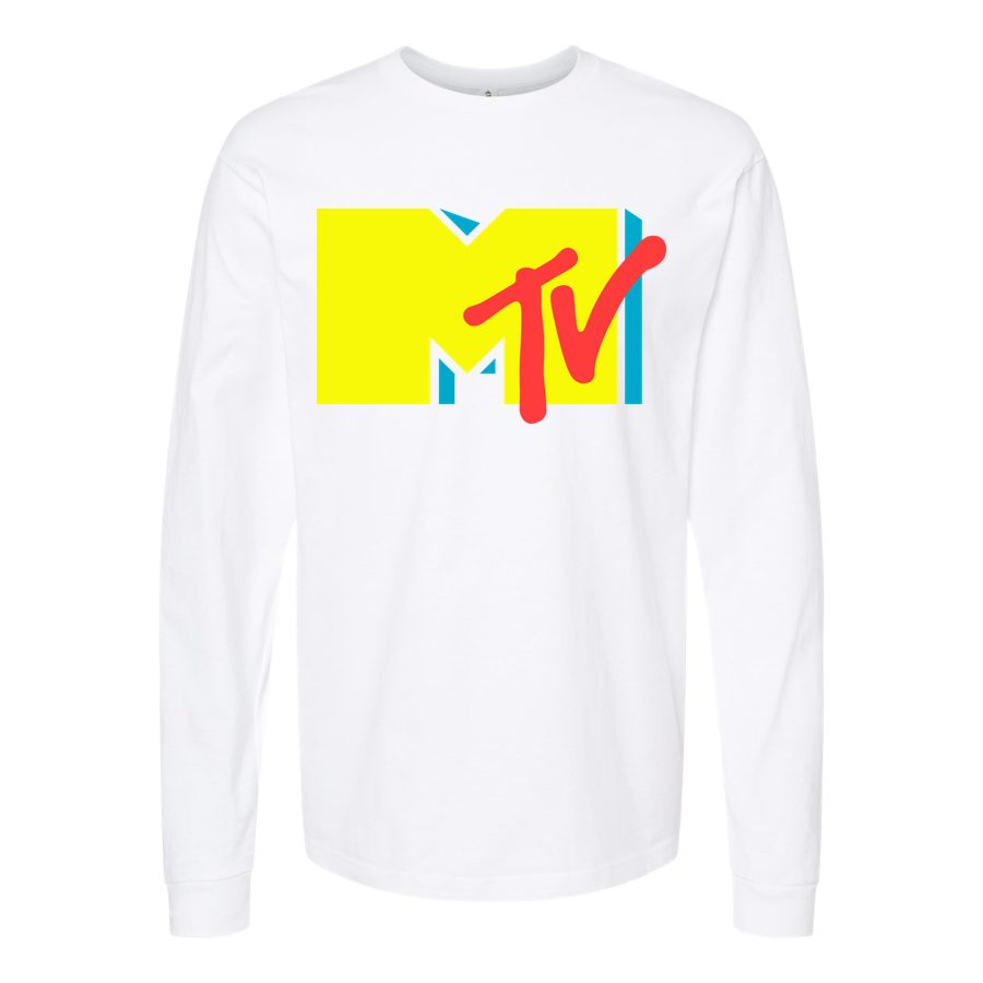 Men's mtv-logo Long sleeves Cotton Blend T-Shirt - White