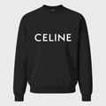 Men's Celine White Logo Crewneck Sweatshirt - Black