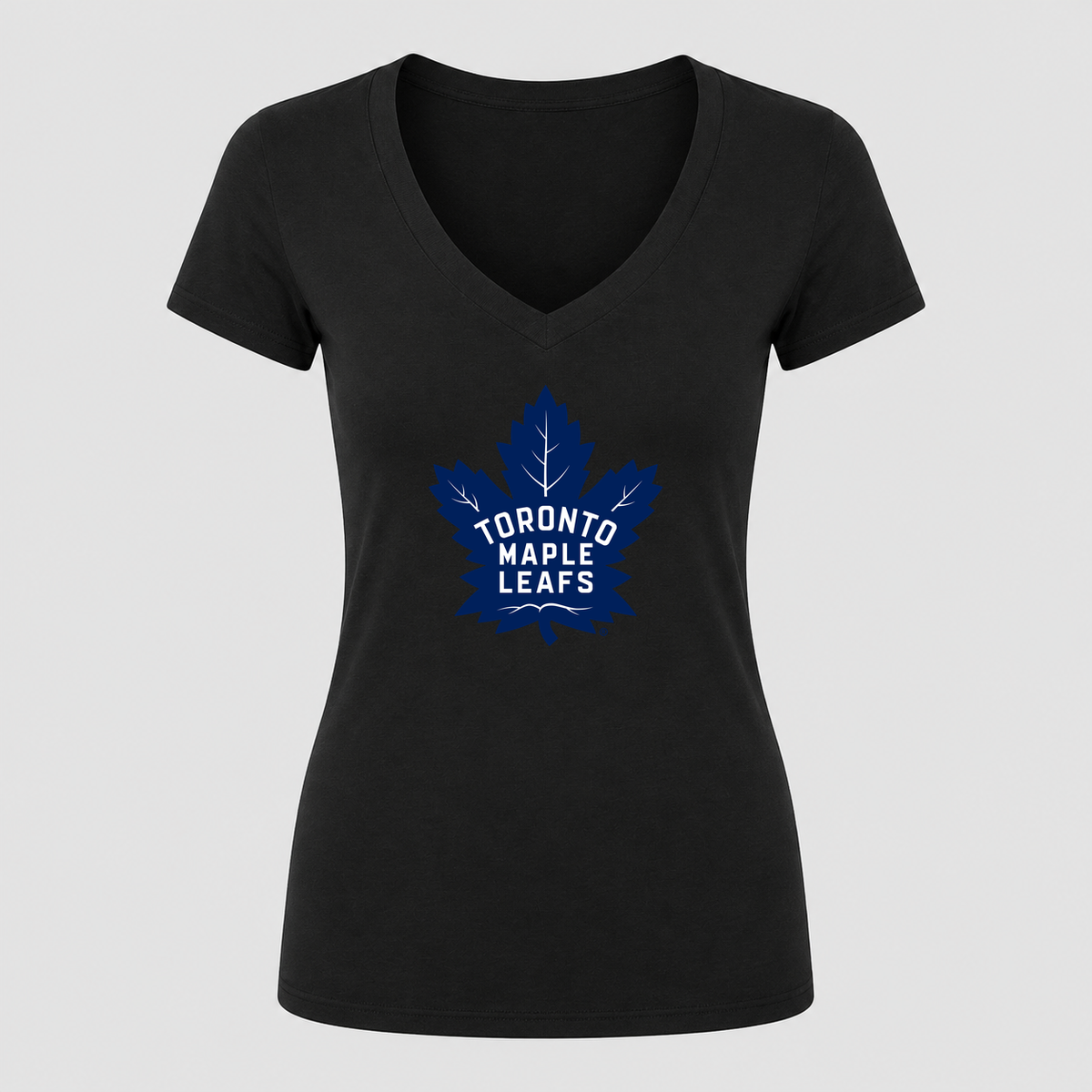 Women's Toronto Maple Leafs V Neck T-Shirt in black