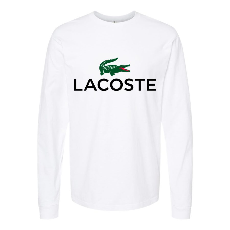 Men's Lacoste-logo-1536x864 Long sleeves Cotton Blend T-Shirt - White
