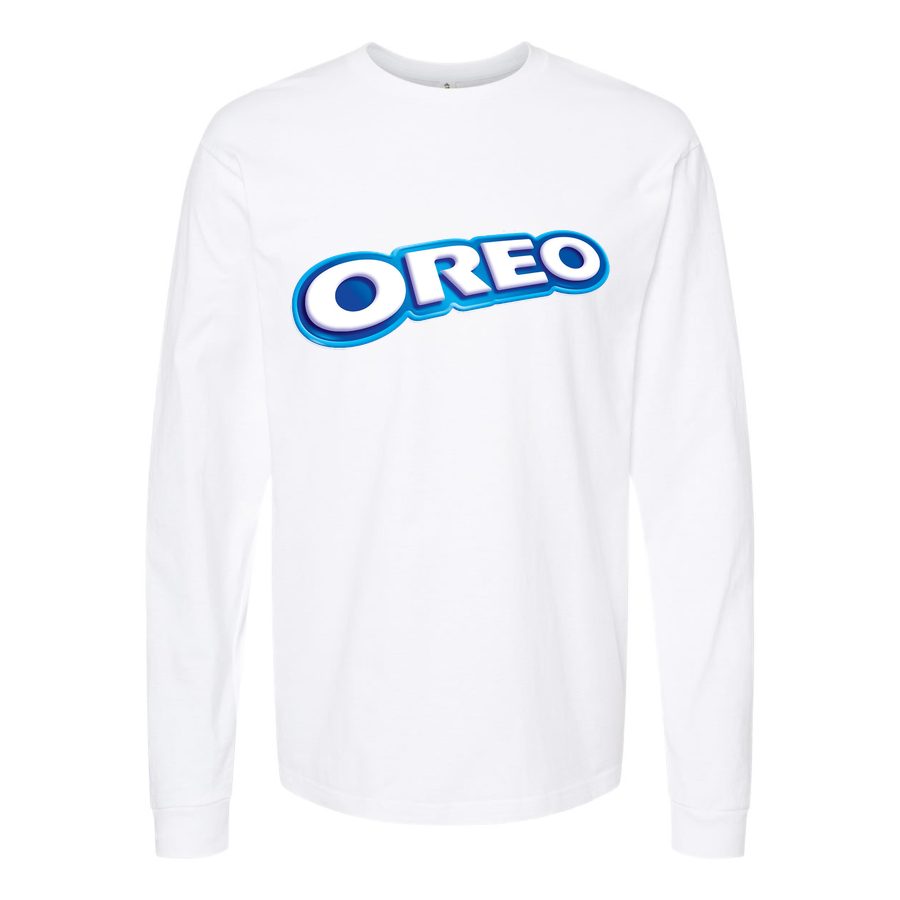 Men's Oreo-Logo-food-1536x864 Long sleeves Cotton Blend T-Shirt - White