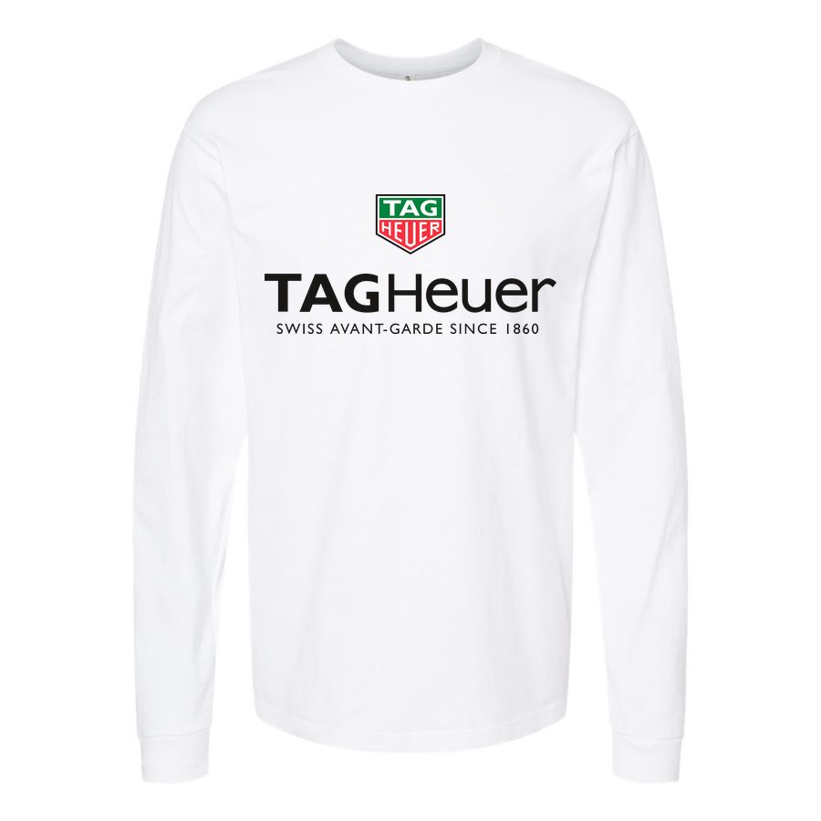 Men's TAG-Heuer-Logo Long sleeves Cotton Blend T-Shirt - White