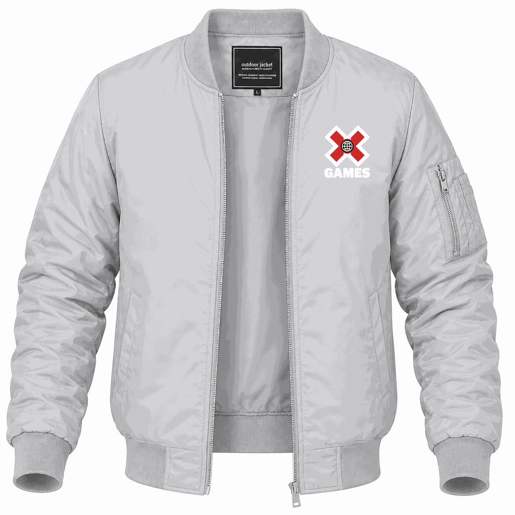 Men's X Games logo White Lightweight Bomber Jacket - Gray