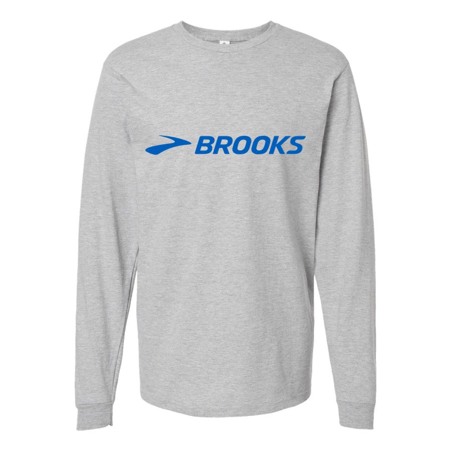 Men's Brooks-Logo-1536x864 Long sleeves Cotton Blend T-Shirt - Gray