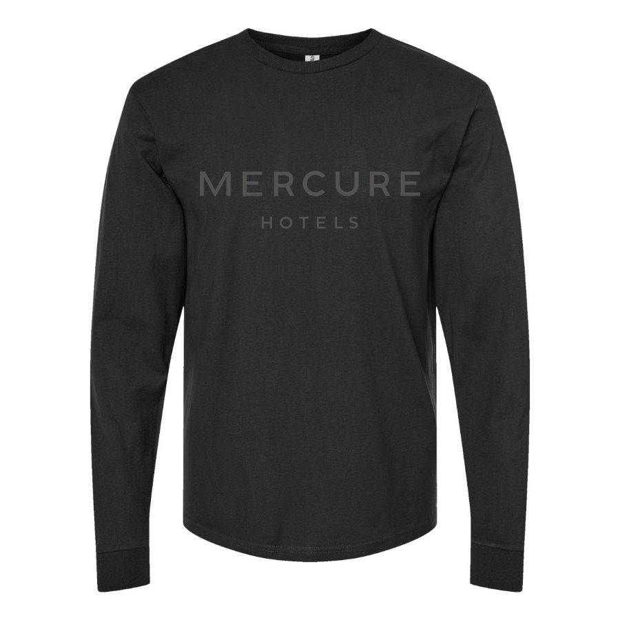 Men's Mercure-logo-1536x864 Long sleeves Cotton Blend T-Shirt - Black