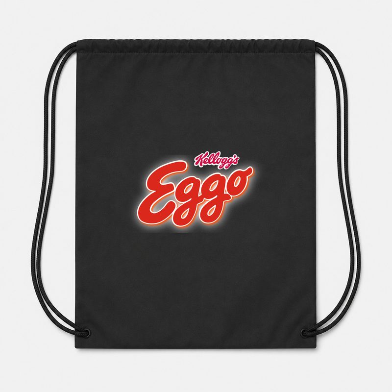 Eggo Kelloggs Food Drawstring Bag - Black