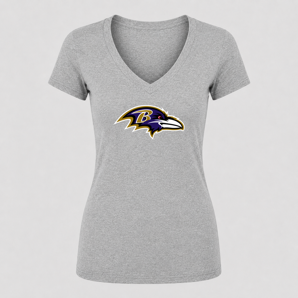 Women's Baltimore Ravens V Neck T-Shirt in gray