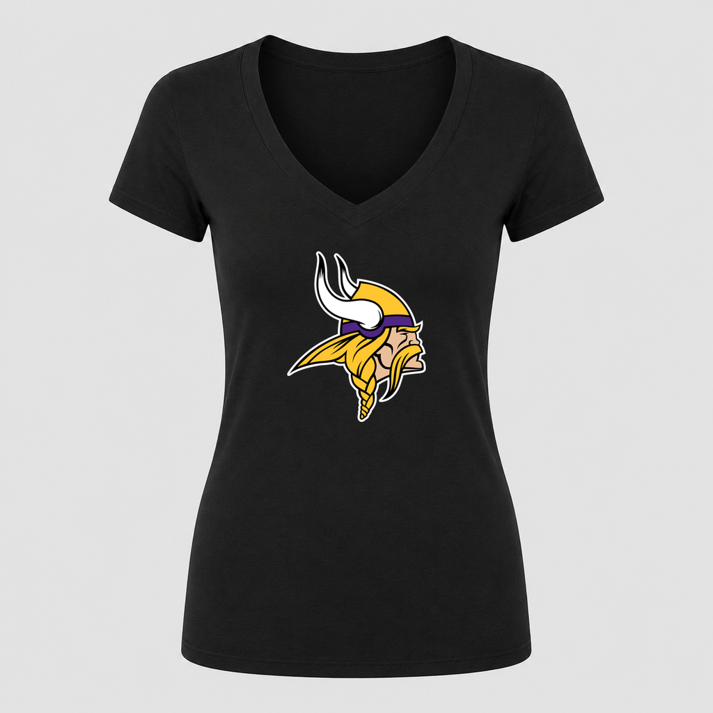 Women's Minnesota Vikings V Neck T-Shirt in black