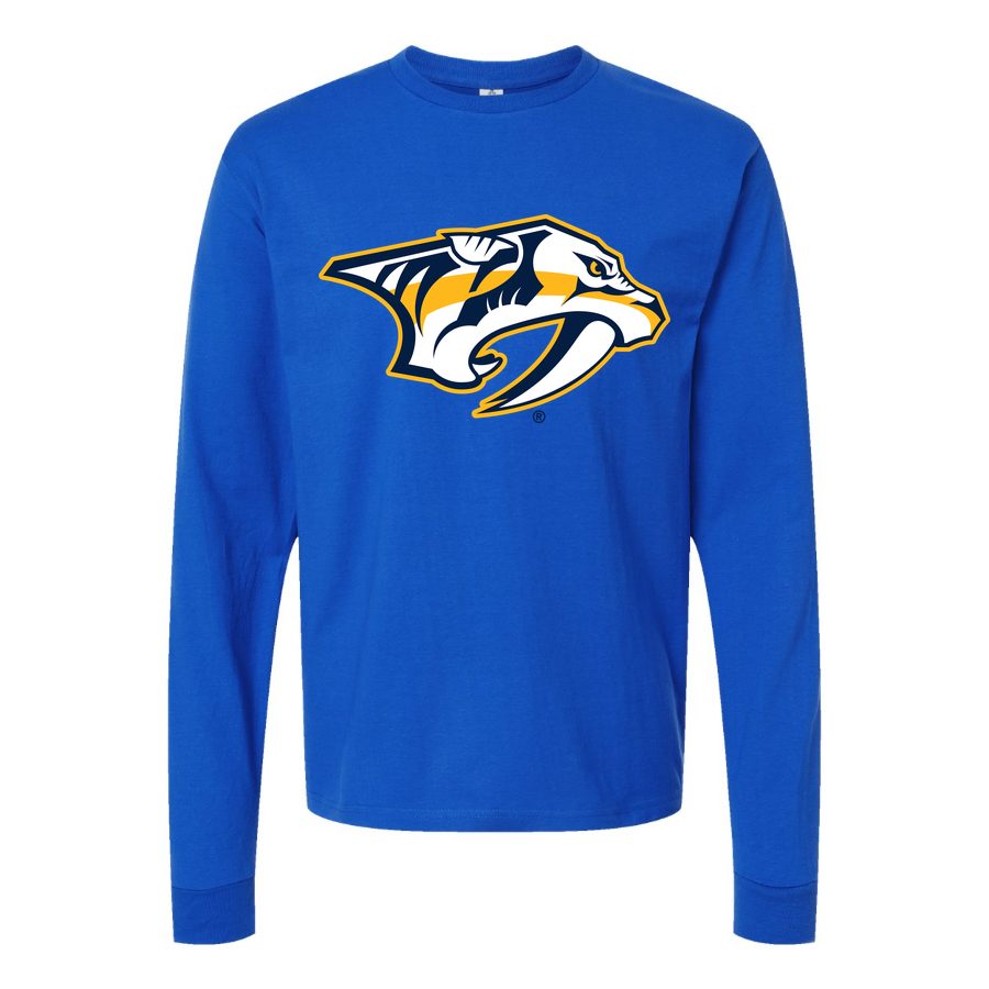 Men's Nashville Predators Long sleeves Cotton Blend T-Shirt - Blue