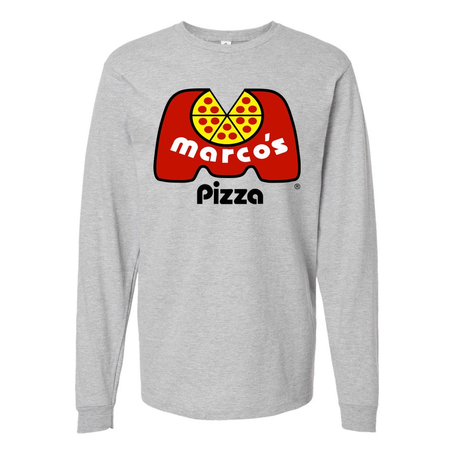Men's Logo-Marcos-Pizza-1536x864 Long sleeves Cotton Blend T-Shirt - Gray