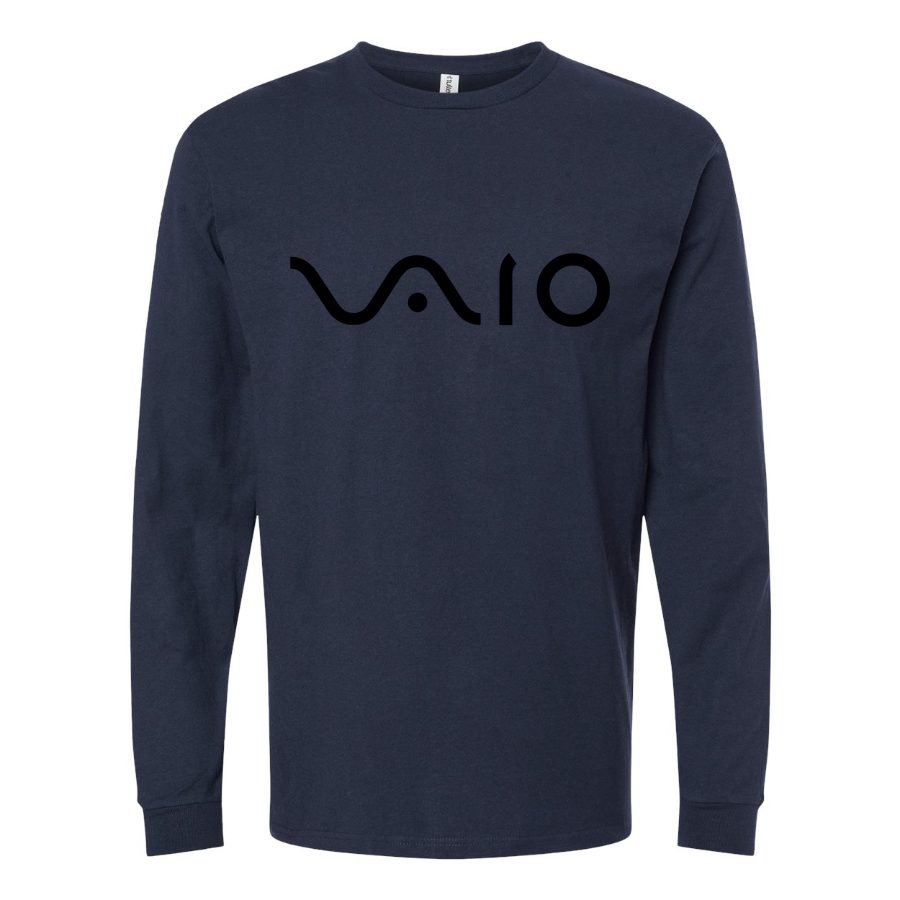 Men's sony-vaio-curvy-logo-Black Long sleeves Cotton Blend T-Shirt - Navy
