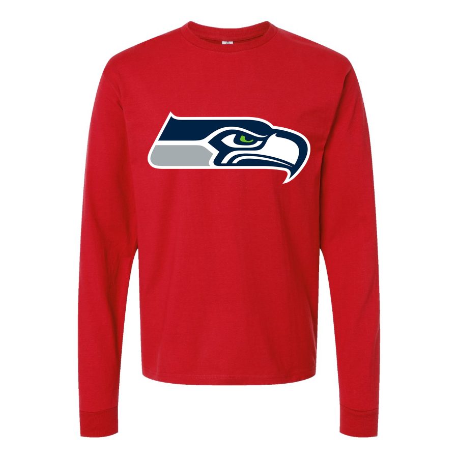 Men's Seattle Seahawks Long sleeves Cotton Blend T-Shirt - Red