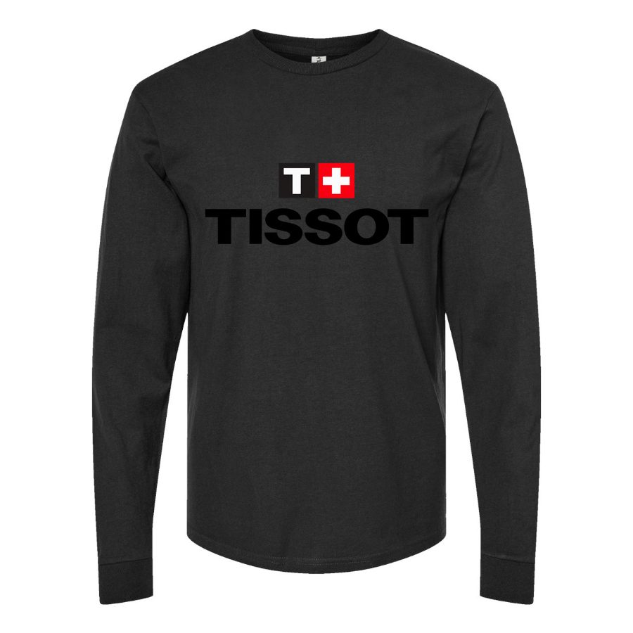 Men's Tissot Long sleeves Cotton Blend T-Shirt - Black