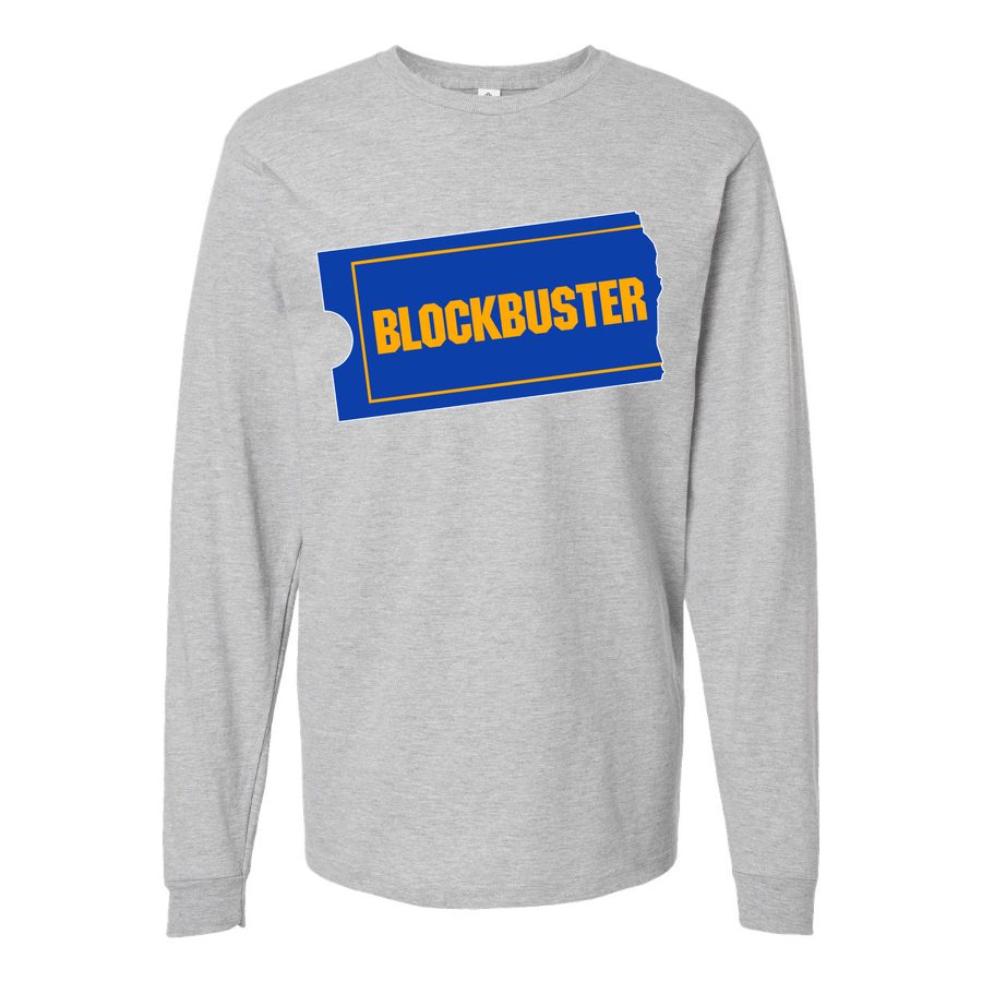 Men's Blockbuster-Logo-768x432 Long sleeves Cotton Blend T-Shirt - Gray