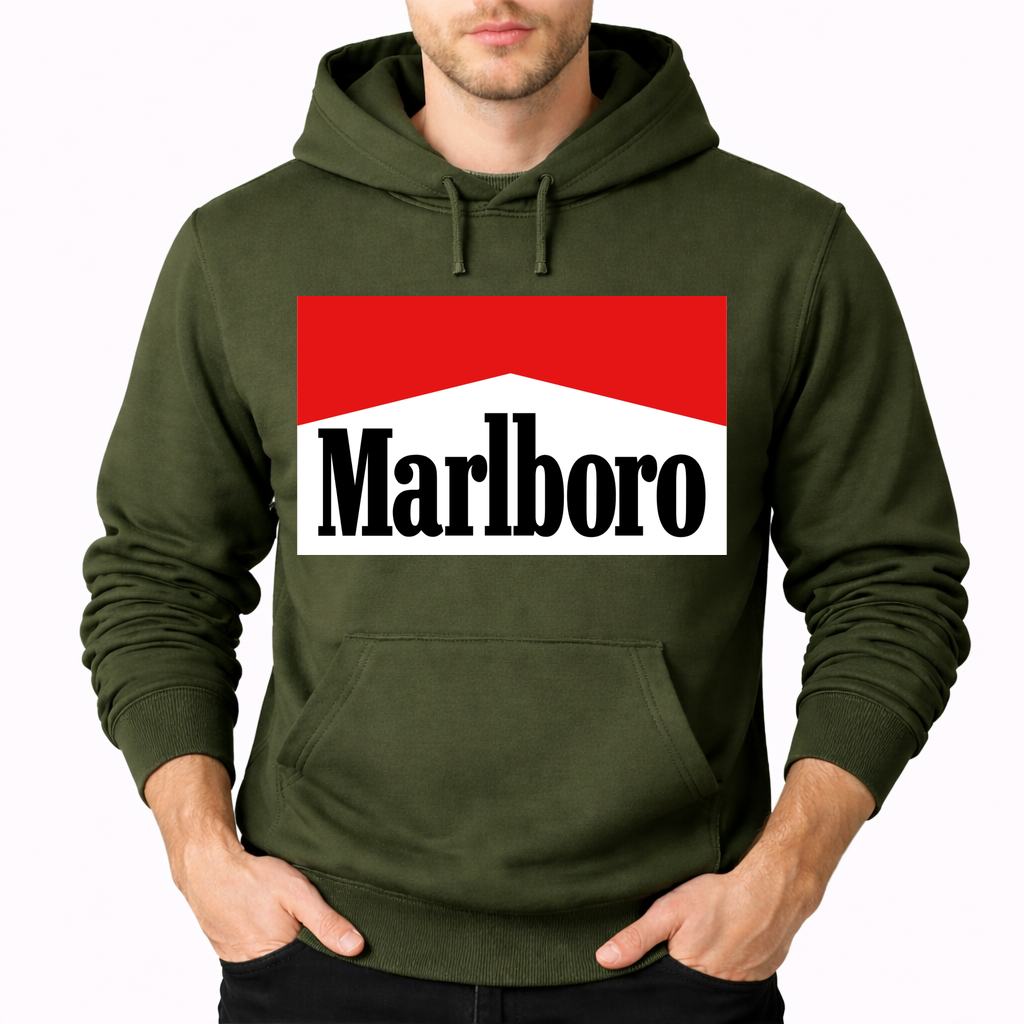Men's Marlboro Pullover Hoodie - Army Green