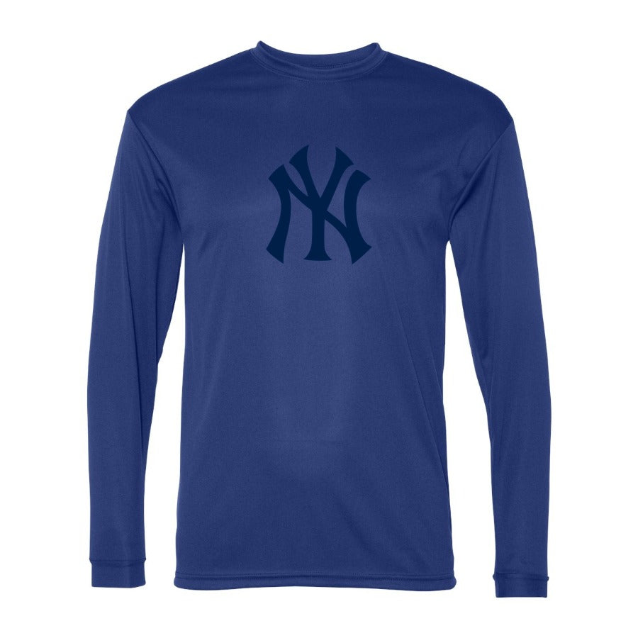 Men's New York Yankees Polyester Long Sleeve T-Shirt - Blue