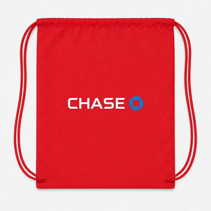 Chase White Drawstring Bag - Red