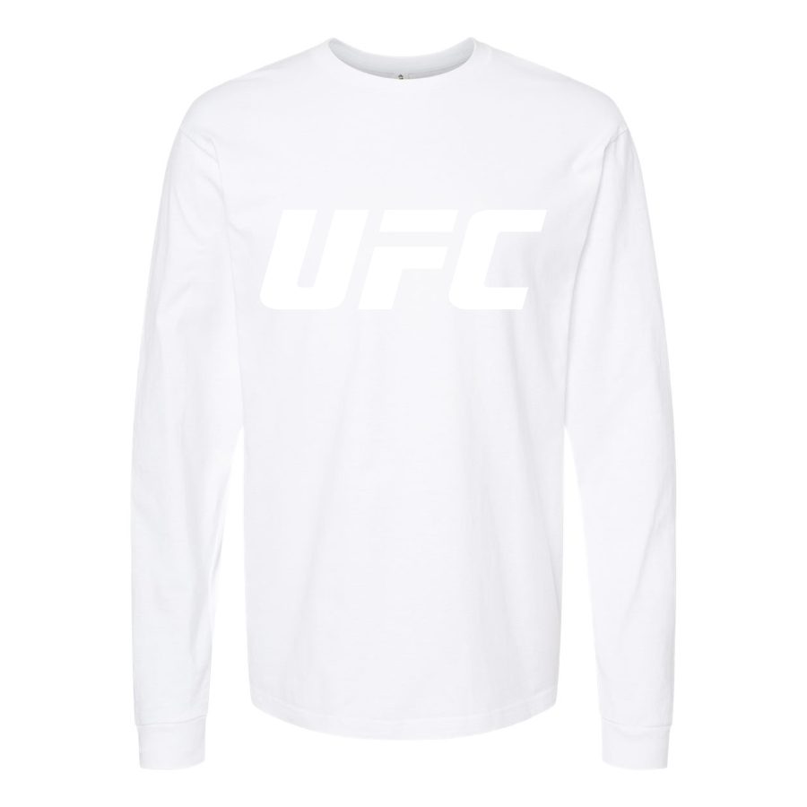 Men's UFC White Logo Long sleeves Cotton Blend T-Shirt - White