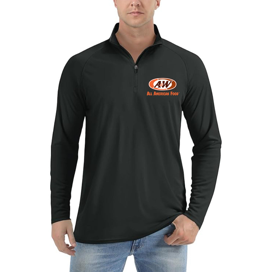 Logo AW quarter-zip athletic shirt in Black