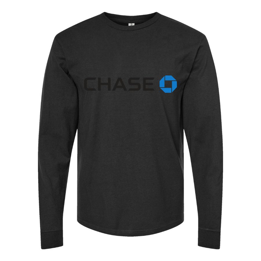 Men's Chase Black logo Long sleeves Cotton Blend T-Shirt - Black