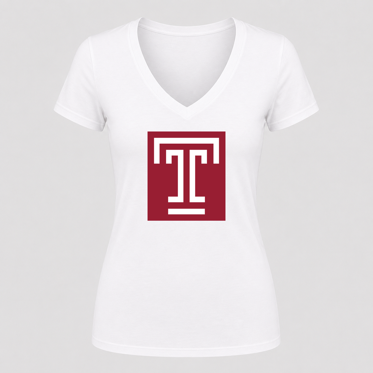 Women's Temple Owls V Neck T-Shirt in white