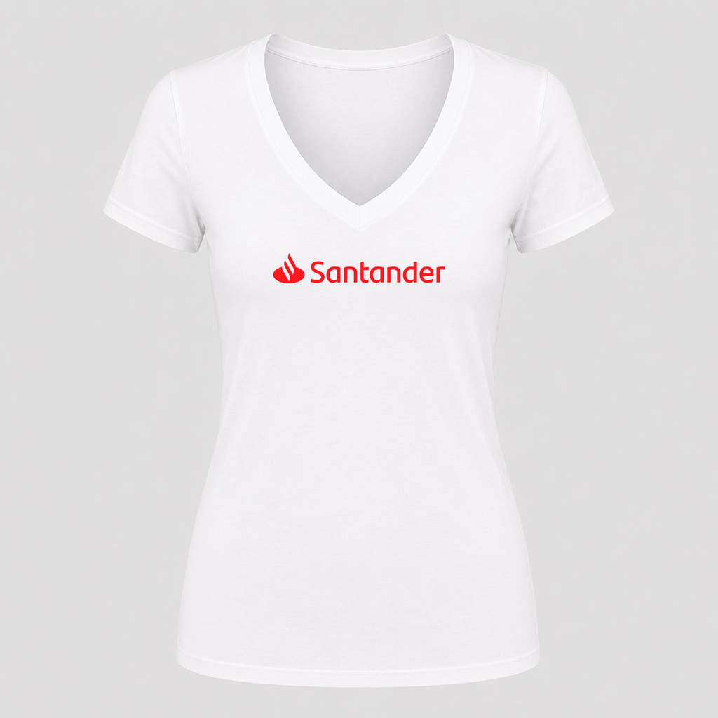 Women's Santander V Neck T-Shirt in white