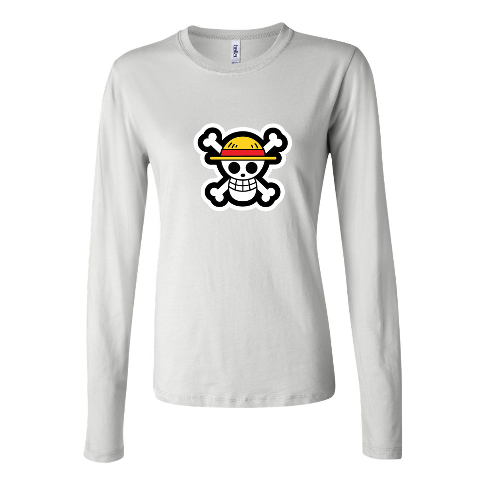 Women's StrawHat Luffy Cartoon Long Sleeve T-Shirt - White