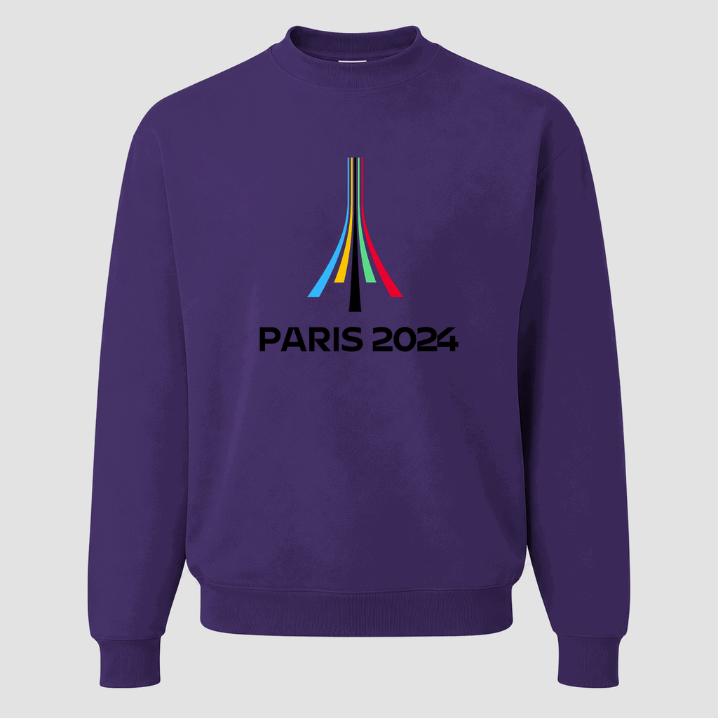 Men's Paris 2024 Olympics Black Logo Crewneck Sweatshirt - Purple
