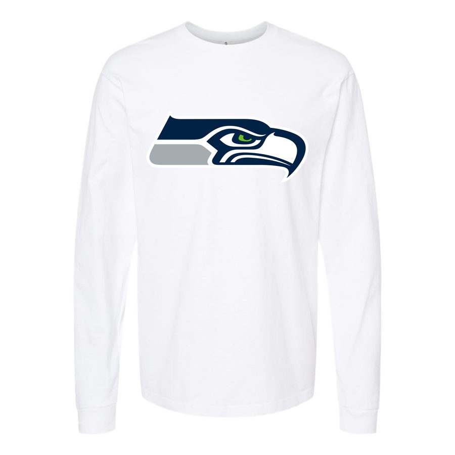 Men's Seattle Seahawks Long sleeves Cotton Blend T-Shirt - White