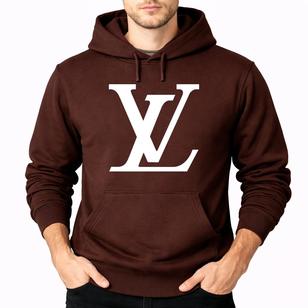Men's Louis Vuitton White Pullover Hoodie - Brown