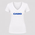 Women's Casio V Neck T-Shirt in white