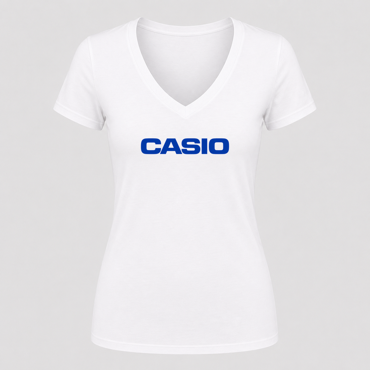 Women's Casio V Neck T-Shirt in white