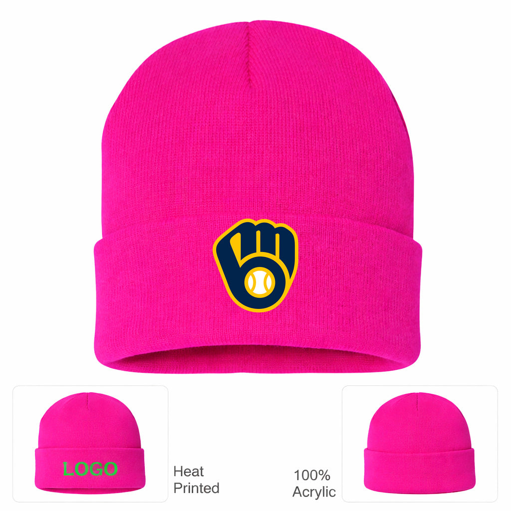 MLB Milwaukee Brewers Beanie Hat - Hot Pink